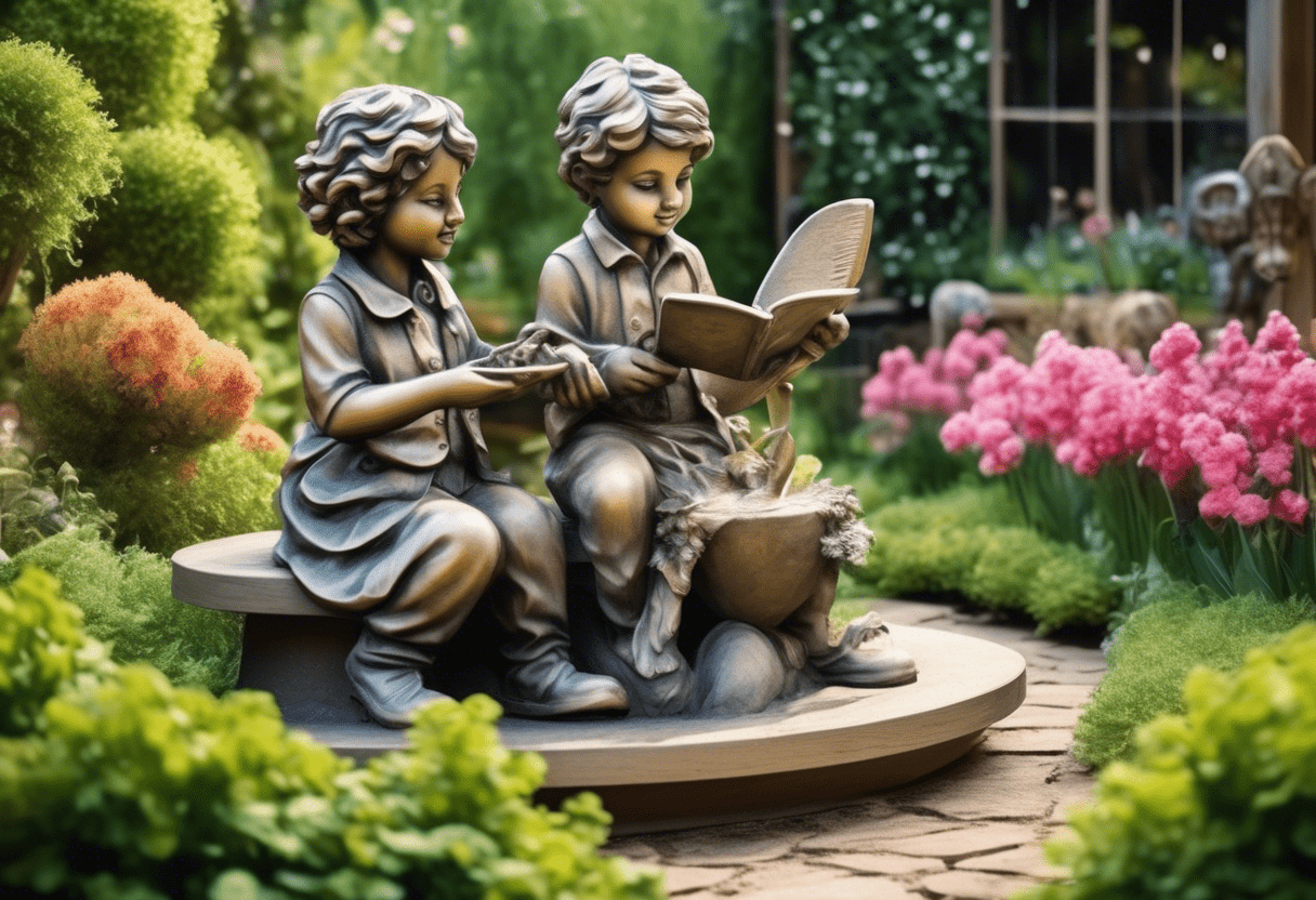 Decoração de jardim com esculturas