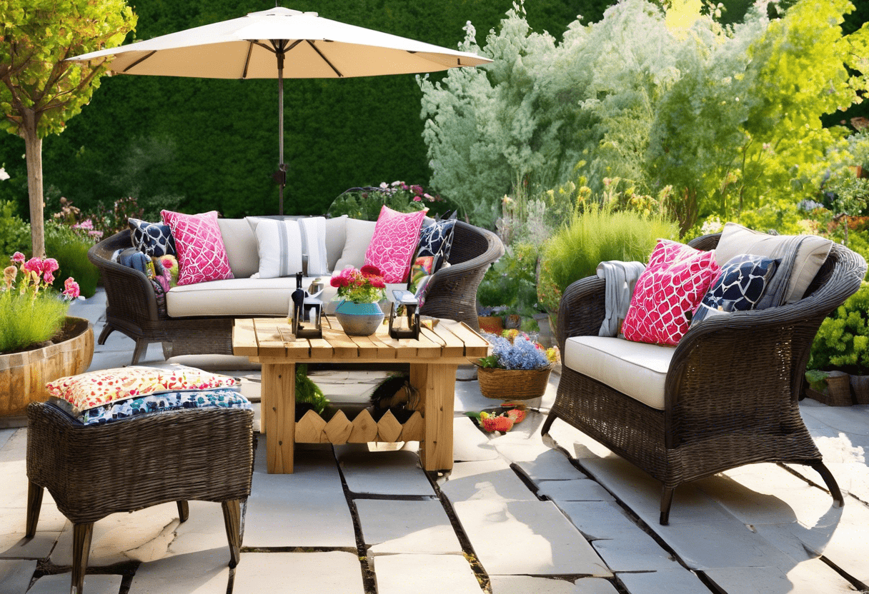 Decoração de jardim com móveis