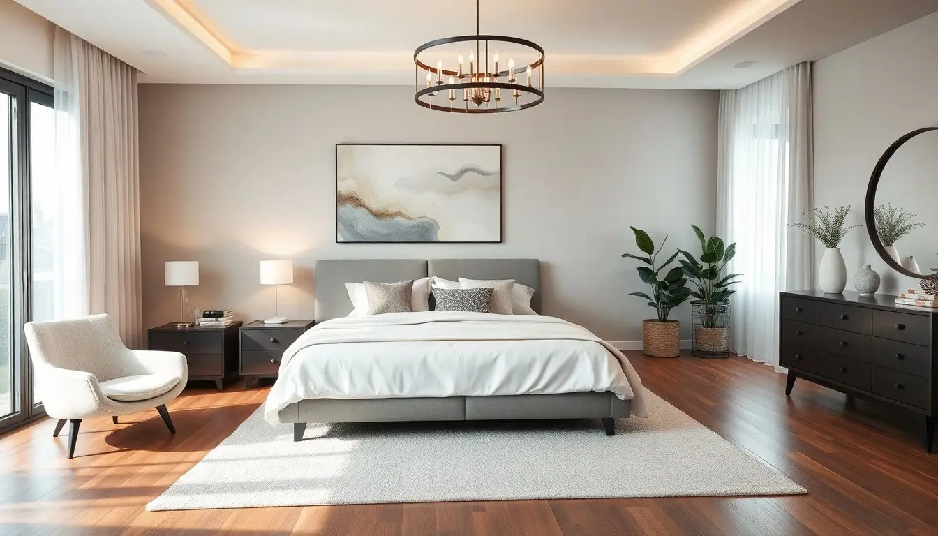 Quarto de casal moderno e sofisticado