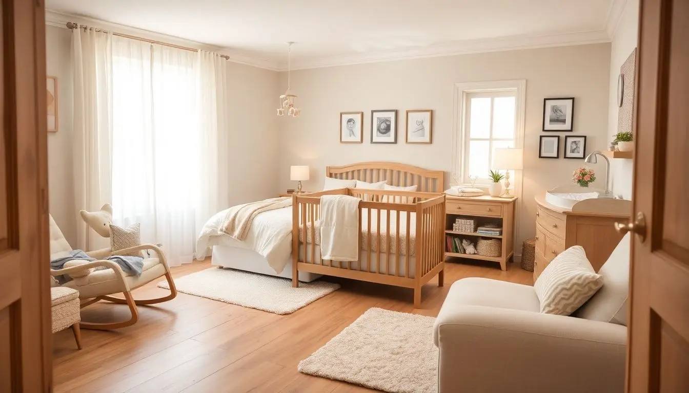 Quarto de casal com berço e bebê